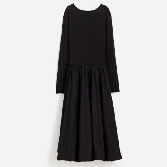 Madewell Long Sleeve Bubble-Hem Midi Dress NWT in Black 14 - Picture 11 of 12